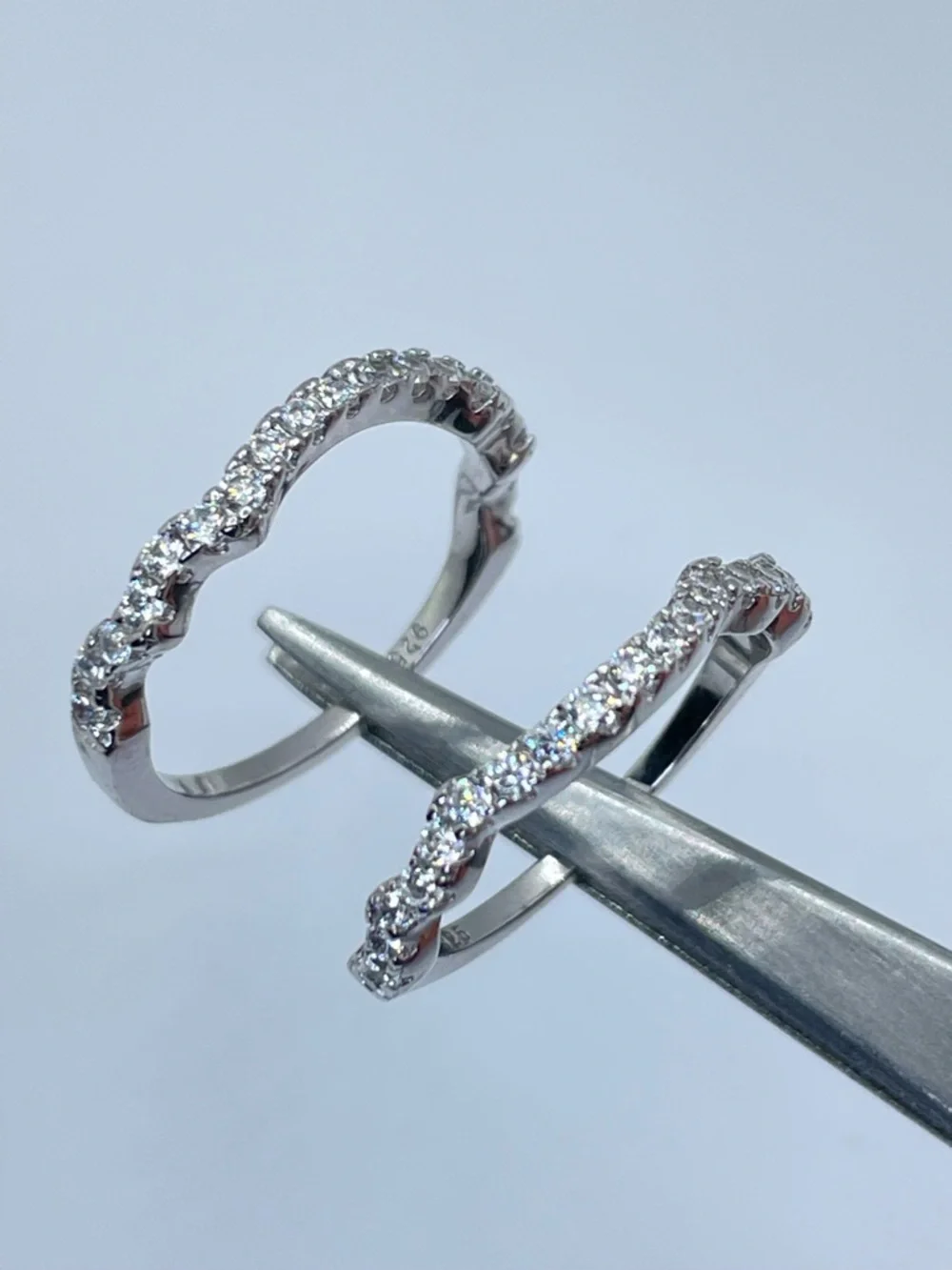 925 Sterling Silver Cushion Cut Diamond Sapphire R3 Band Wedding Ring‎ Set 5